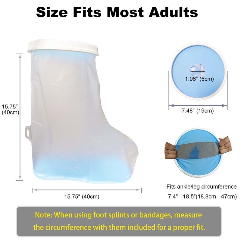 VerdGath Non-Slip Waterproof Foot Cast Covers for Shower Adult, Shower Boot Foot Protector, Adult Cast Protector for Shower Ankle Foot After Surgery(15.75" in. Long) - Image 2